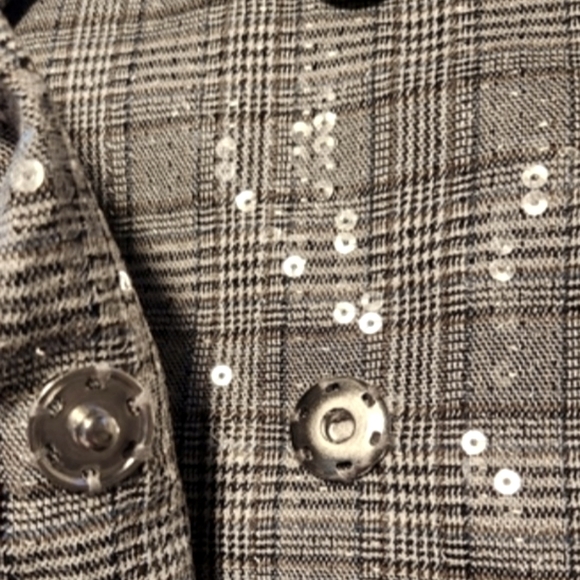 Jason Wu Grey Double Breasted Plaid Sequin Blazer Womens Size S - Picture 5 of 8